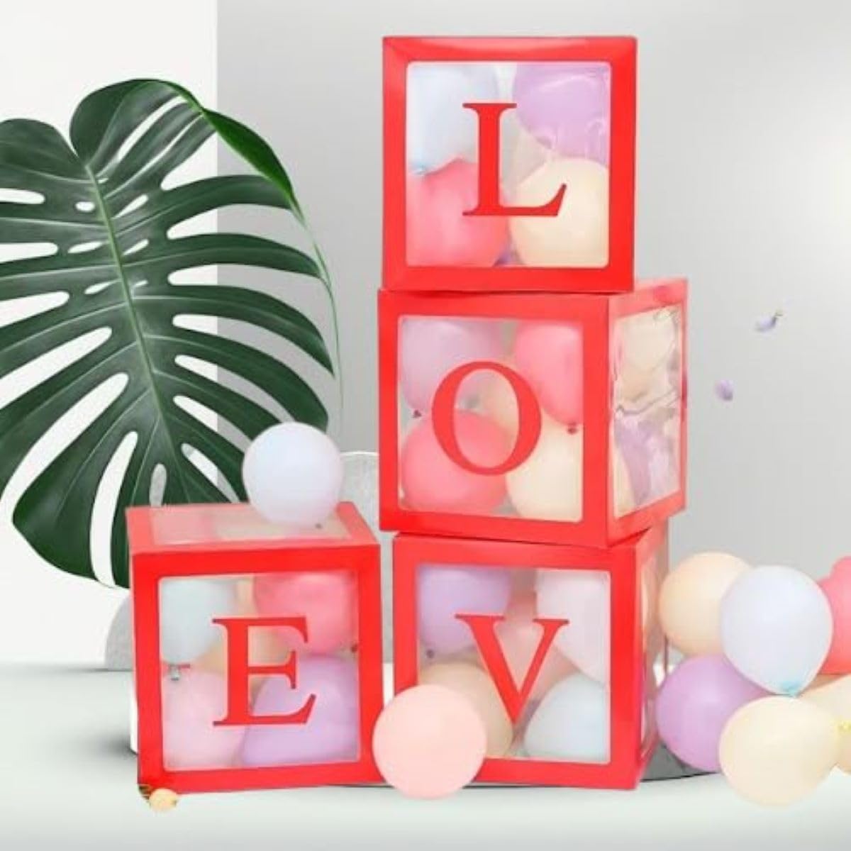 Red Love Baby Boxes – Decorative Cardboard Blocks for Baby Showers & Photoshoots