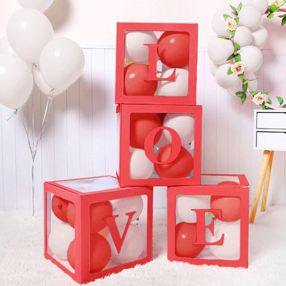 Red Love Baby Boxes – Decorative Cardboard Blocks for Baby Showers & Photoshoots