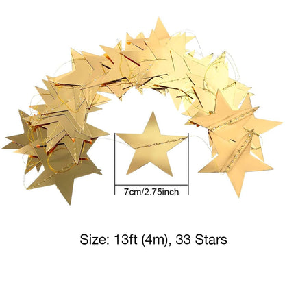 13-feet Shiny Gold Paper Star Garland