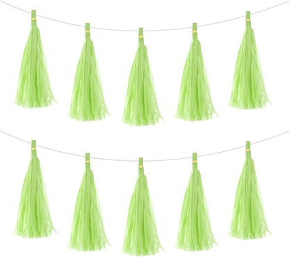Light Green Paper Tassel Garland – Decorative DIY Backdrop