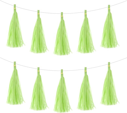 Light Green Paper Tassel Garland – Decorative DIY Backdrop