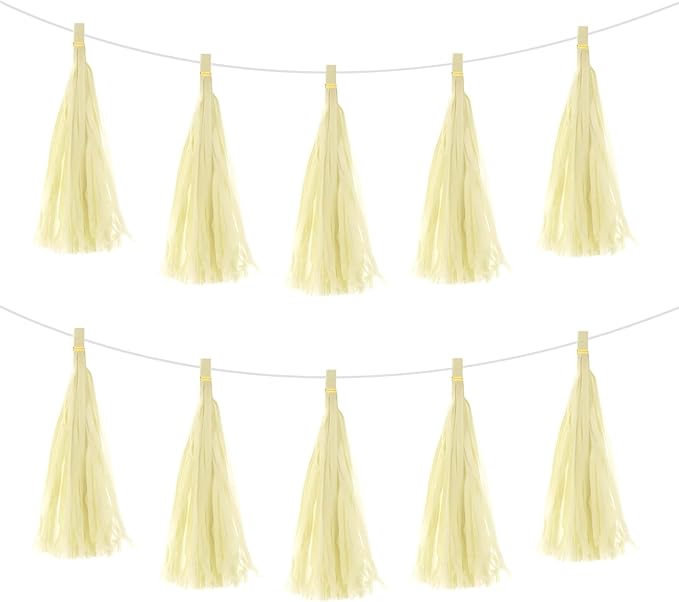 Ivory Paper Tassel Garland – Decorative DIY Backdrop