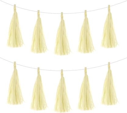 Ivory Paper Tassel Garland – Decorative DIY Backdrop