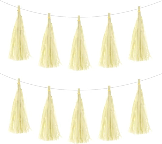 Ivory Paper Tassel Garland – Decorative DIY Backdrop