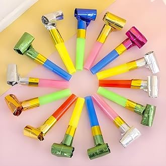 Blowouts Paper Blowouts – Colorful Noise Makers & Whistle Horn Cheering Props (Pack of 10)