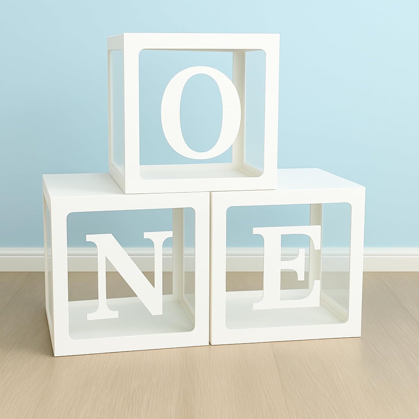 One Balloon Box for Birthday and Anniversary Decoration – Transparent Plain Letter Balloon 3 Pcs White Box Glue Dots Arrangement Set Items Kit