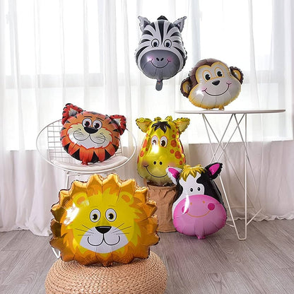 Jungle Theme Foil Balloons – 6 Pcs Animal Theme Birthday Decor | Birthday Decoration