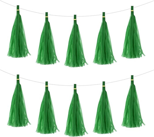 Green Paper Tassel Garland – Decorative DIY Backdrop