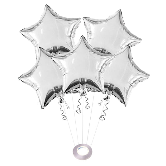Silver Star Shaped Foil Balloon of 18 Inch for Decoration (Pack of 5)