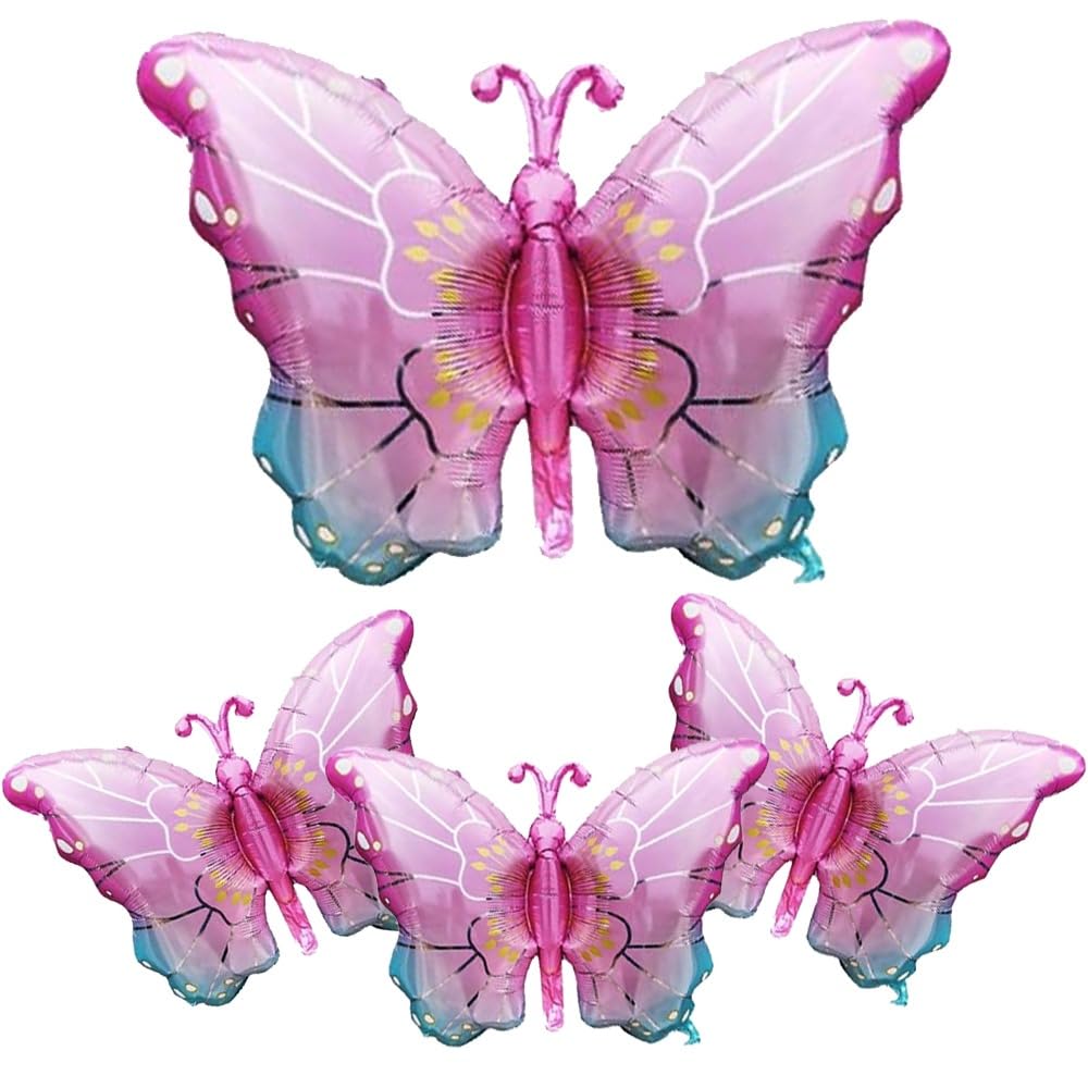 Colorful Foil Butterfly Theme For Party Supply, Birthday Day Party, Baby Shower (4 Pcs)