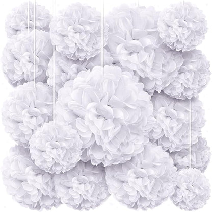 White Tissue Paper Pom Poms – Flower Balls (12 Inch)