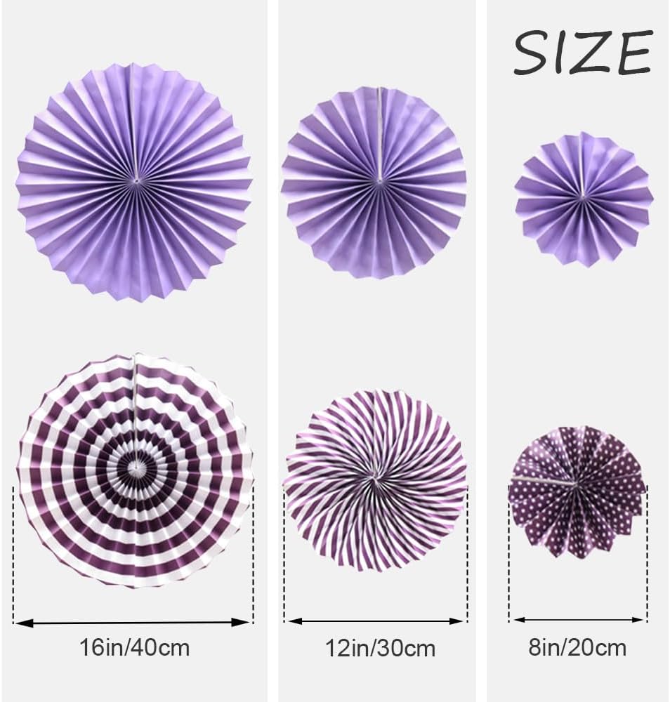 Purple Paper Fan Set of 6 | Hanging Decor