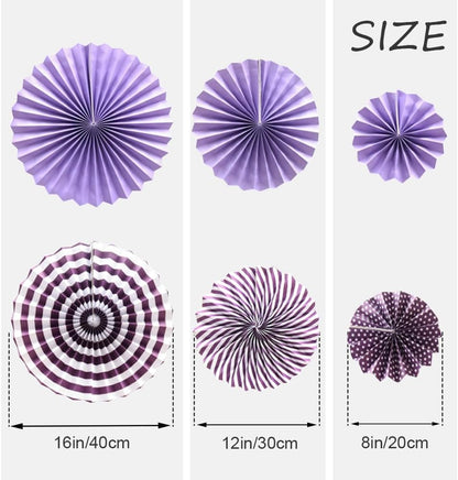 Purple Paper Fan Set of 6 | Hanging Decor