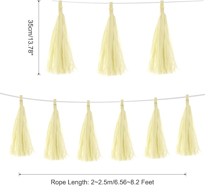 Ivory Paper Tassel Garland – Decorative DIY Backdrop