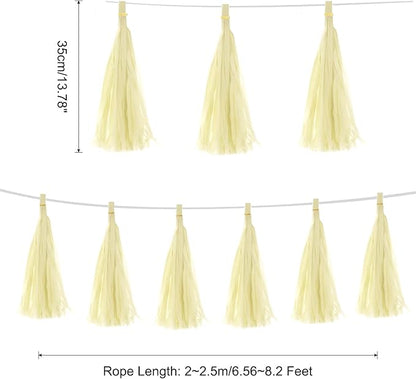 Ivory Paper Tassel Garland – Decorative DIY Backdrop