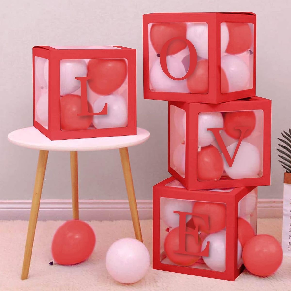 Red Love Baby Boxes – Decorative Cardboard Blocks for Baby Showers & Photoshoots