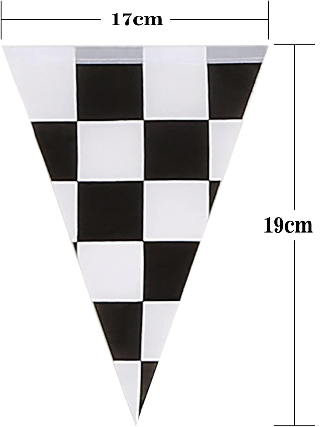 Checkered Black & White Paper Pennant Banner Racing Banner or Race Theme Birthday Party Decoration - 2pcs