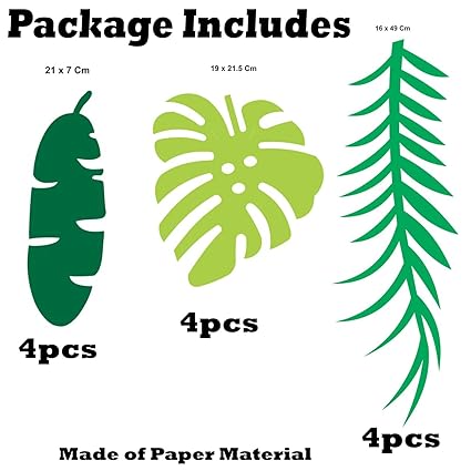 Tropical Party Banner – Tropical Leaf Hanging Garland (Pack of 12)