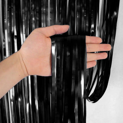 Black Foil Fringe Curtain for Decoration