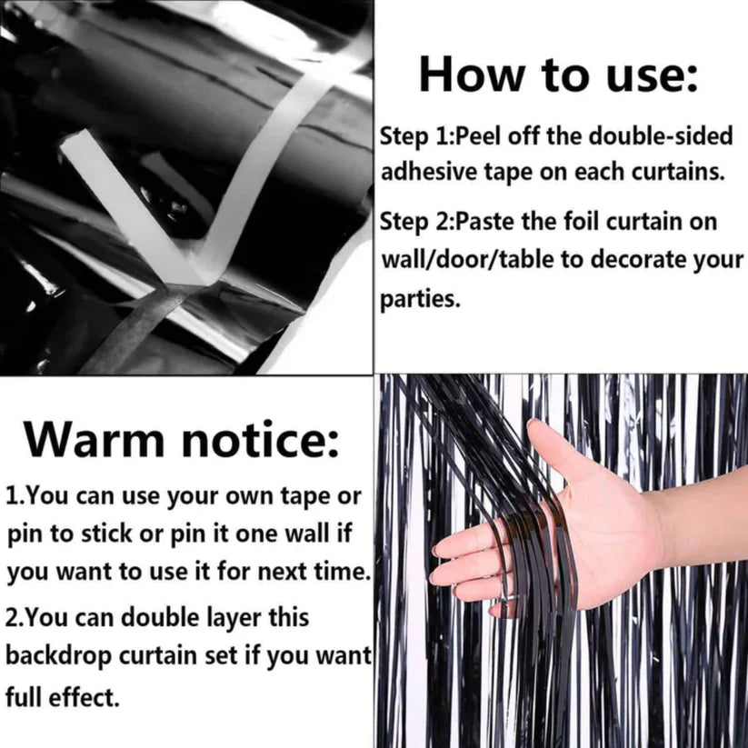 Black Foil Fringe Curtain for Decoration