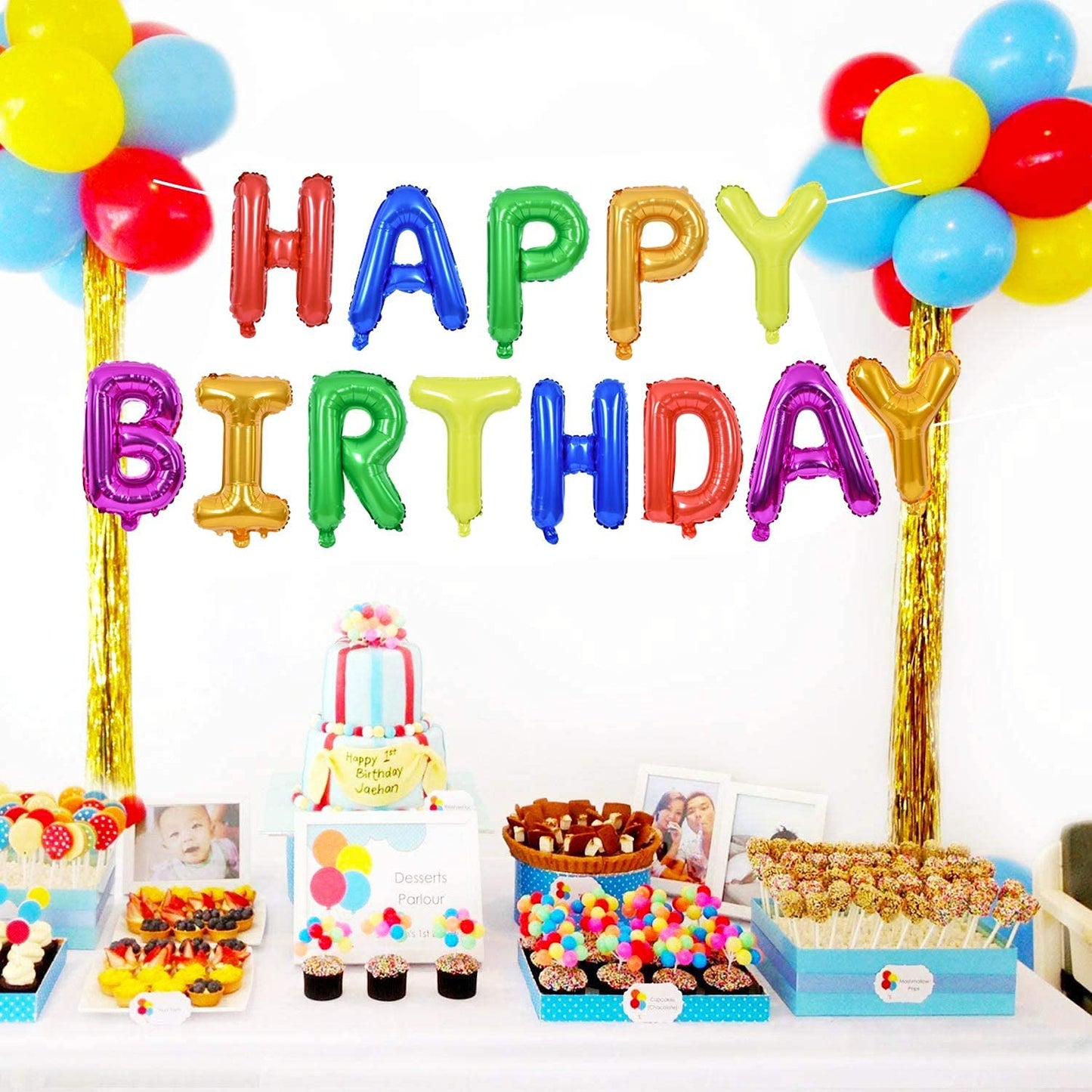 Multicolored Happy Birthday Foil Balloon - Set Of 13