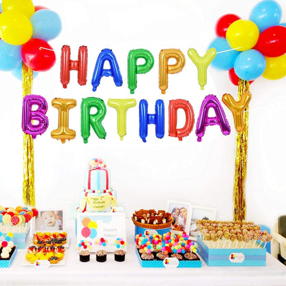 Multicolored Happy Birthday Foil Balloon - Set Of 13