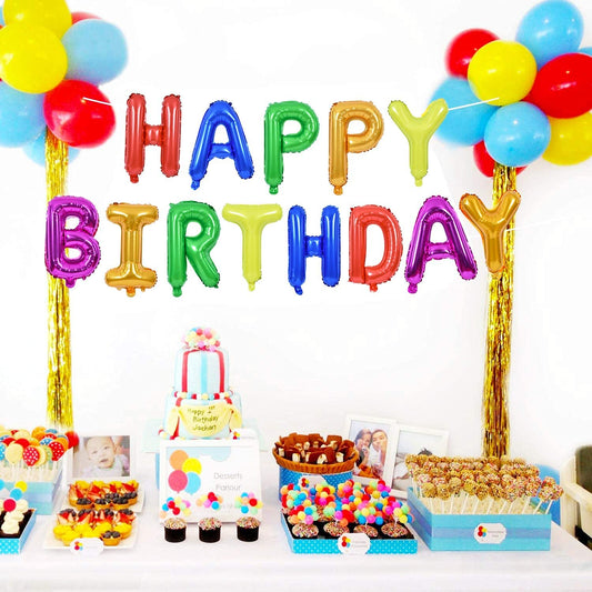 Multicolored Happy Birthday Foil Balloon - Set Of 13
