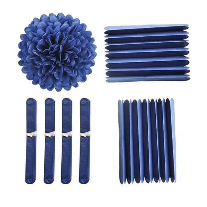 Navy Blue Tissue Paper Pom Poms – Flower Balls (10 Inch)