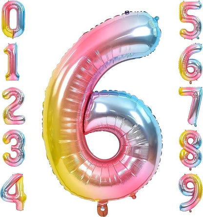Giant Number Rainbow Foil Balloon – 40 inch