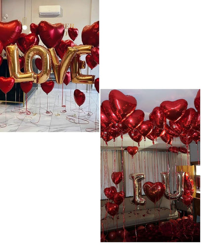 5 Inch Red Heart Balloons – 6pcs Red Foil Heart Balloons for Decoration