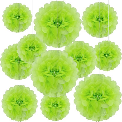 Lime Green Tissue Paper Pom Poms – Flower Balls (10 Inch)