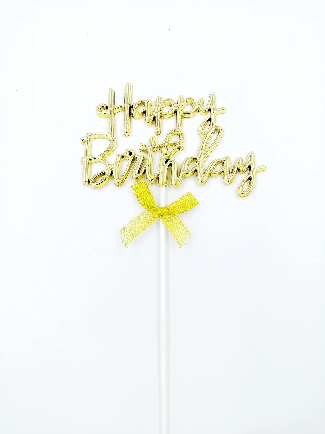 3D Happy Birthday Cake Topper – Gold Stand-Up Letters