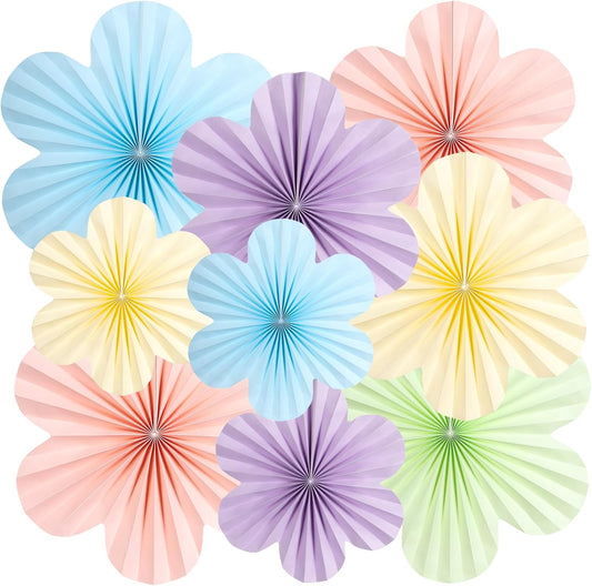 Rainbow Paper Flower Wall Decor – Set of 9 Multicolor Floral Backdrops