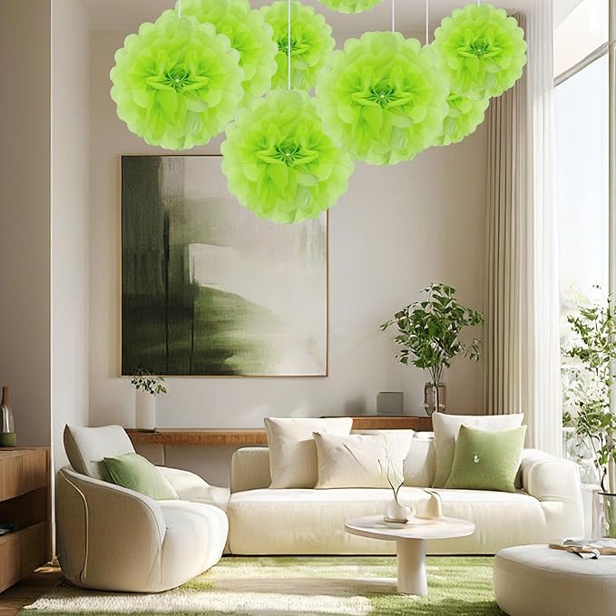 Lime Green Tissue Paper Pom Poms – Flower Balls (10 Inch)
