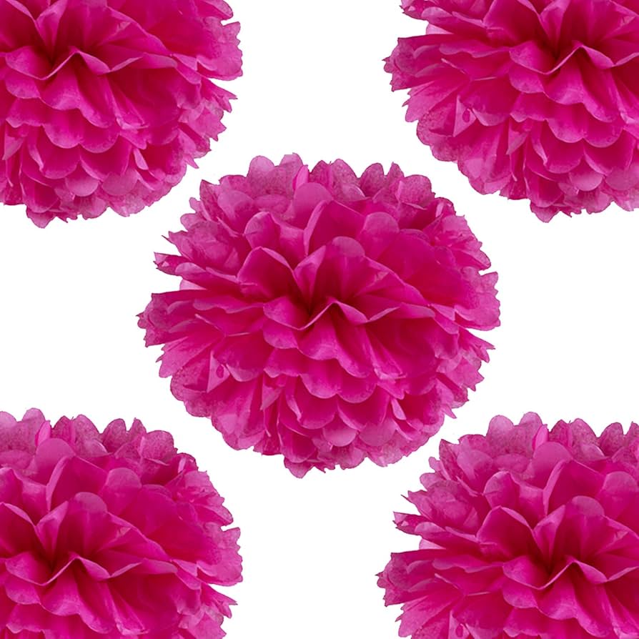 Hot Pink Tissue Paper Pom Poms – Flower Balls (12 Inch)