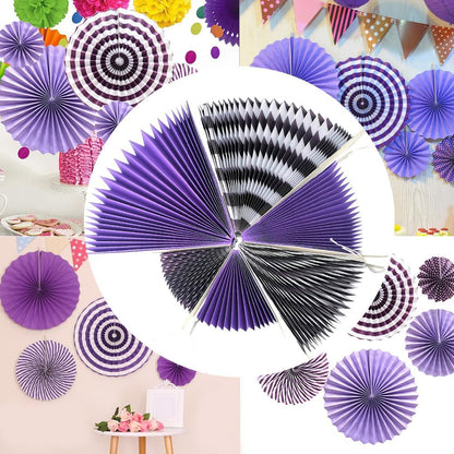 Purple Paper Fan Set of 6 | Hanging Decor