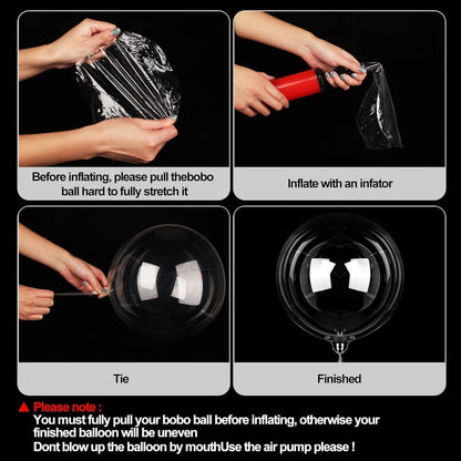 24 Inch Bobo Balloons – 5 PCS Large Clear Bubble Balloons (Helium Style)