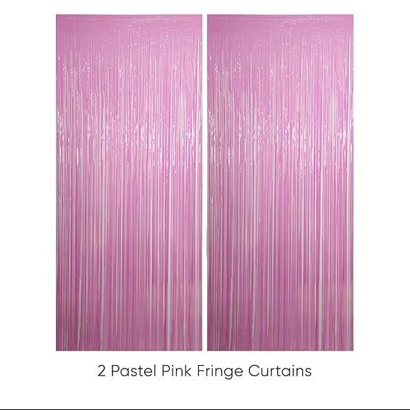 Pastel Pink Foil Curtain Backdrop – 2Pcs Set | Soft & Romantic Party Decor