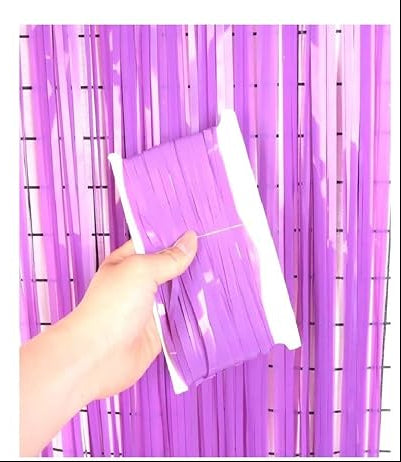 Pastel Purple Foil Curtain Backdrop – 2Pcs Set | Royal & Whimsical Party Decor