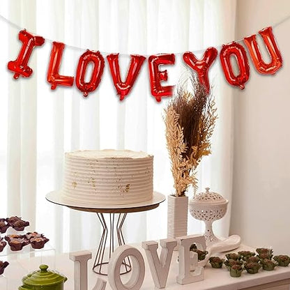 I16 Inch Alphabet Letter “I LOVE YOU” Red Foil Balloons – Romantic Decoration for Valentine, Wedding, Engagement & Parties