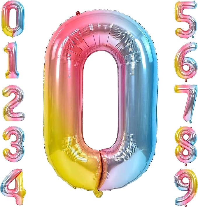 Giant Number Rainbow Foil Balloon – 40 inch
