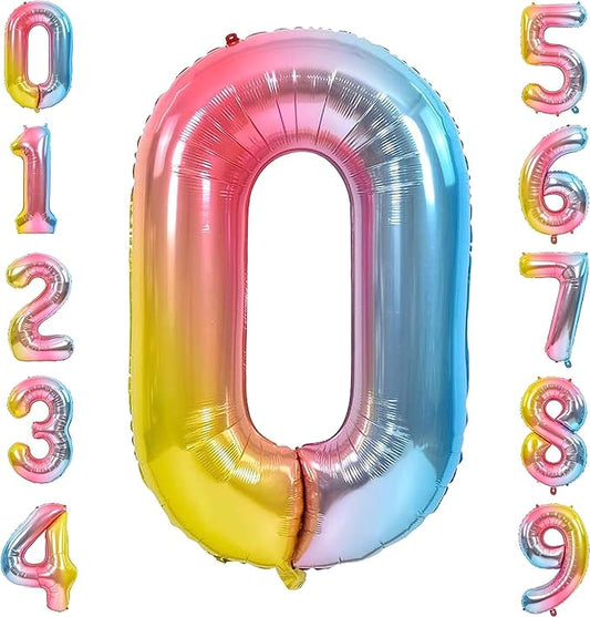 Giant Number Rainbow Foil Balloon – 40 inch