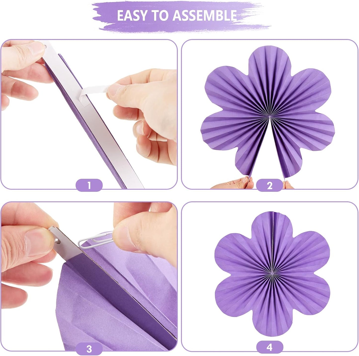 Purple & Ivory Paper Flower Wall Decor – Set of 9 Elegant Floral Backdrops