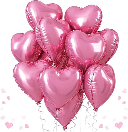 Romantic Heart Balloon Hanging Décor Set – Red, Pink & Silver Love