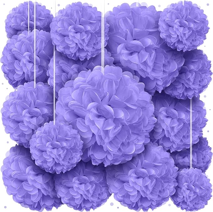 Lavender Tissue Paper Pom Poms – Flower Balls(14 Inch)