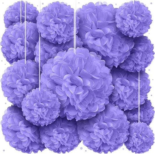 Lavender Tissue Paper Pom Poms – Flower Balls(14 Inch)