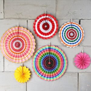 6-Piece Paper Flower Fan Set – Elegant Party Backdrop Decor