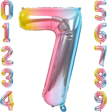 Giant Number Rainbow Foil Balloon – 40 inch