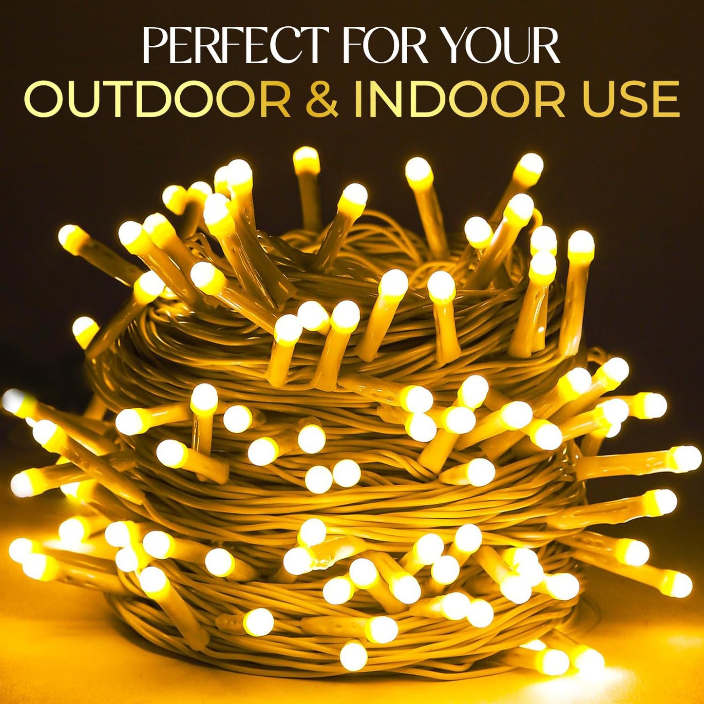 LED String Lights – 10m Warm White Plug-In (Golden glow)
