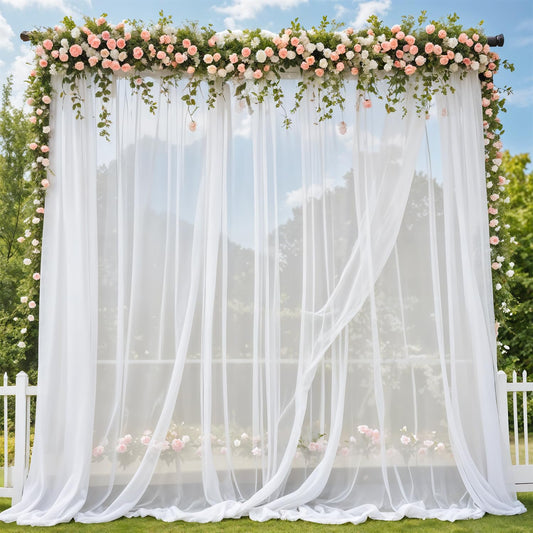 ✨ White Net Curtain Backdrop – Elegant Party Decoration | 1 Pc